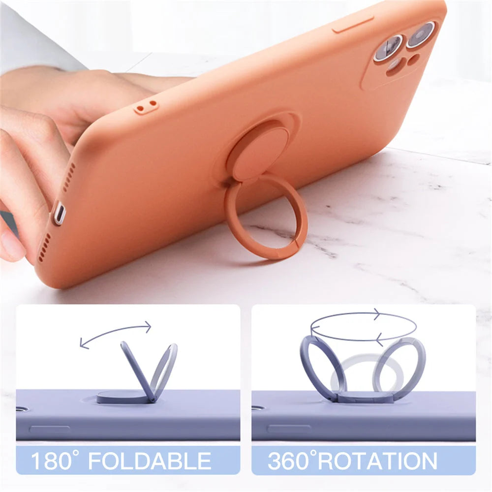 Phone Case Liquid Silicone Ring Holder Matte Dirt-Resistant Finish