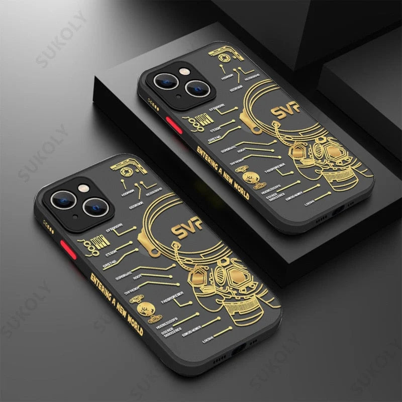 Phone Case Transparent Acrylic Astronaut Design Scratch-Resistant