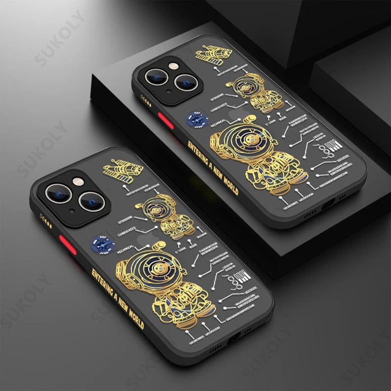 Phone Case Transparent Acrylic Astronaut Design Scratch-Resistant