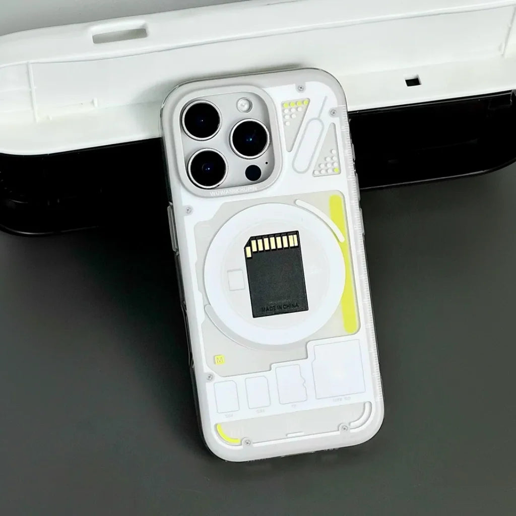 Phone Case Transparent Memory Chip Design Shock-Absorbing Edges Slim Profile