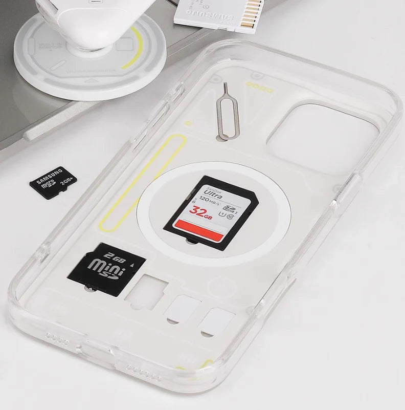Phone Case Transparent Memory Chip Design Shock-Absorbing Edges Slim Profile