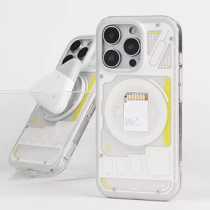 Phone Case Transparent Memory Chip Design Shock-Absorbing Edges Slim Profile