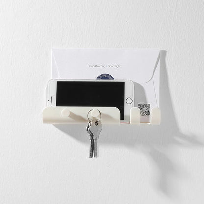 Phone Holder Organizer Wall-Mounted Adhesive 4 Hooks