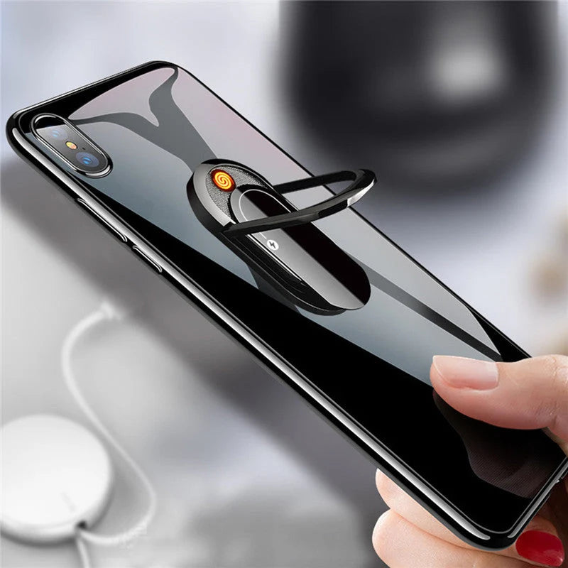 Phone Ring Holder Magnetic Grip & USB-Rechargeable Flameless Lighter
