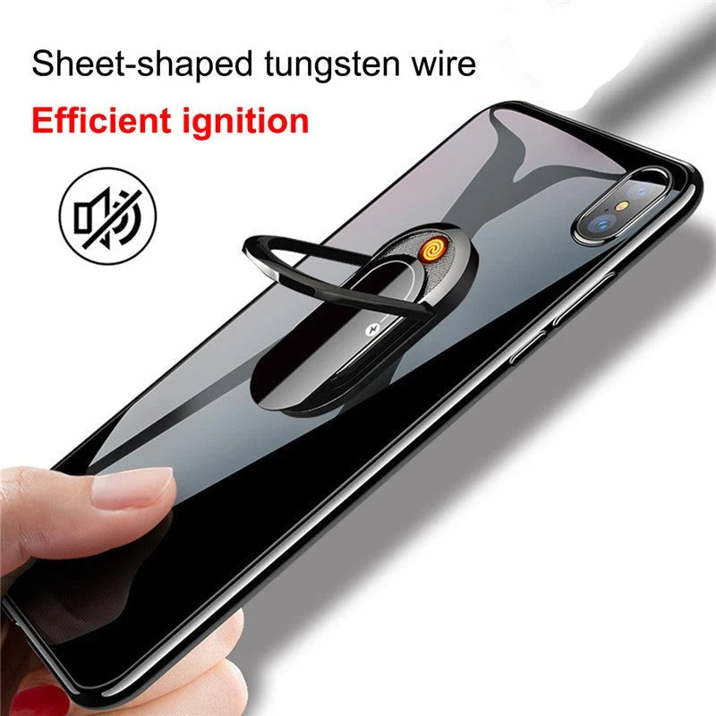 Phone Ring Holder Magnetic Grip & USB-Rechargeable Flameless Lighter