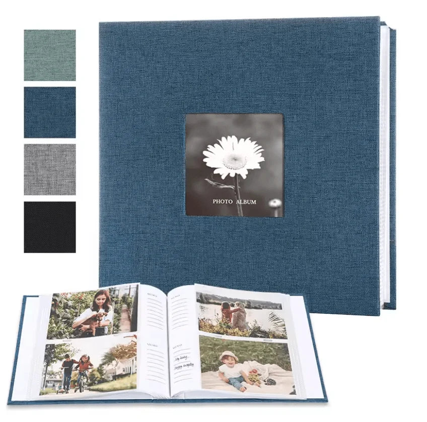 Photo Album Linen Cover Writable Pages Holds 300 Six-Inch Prints