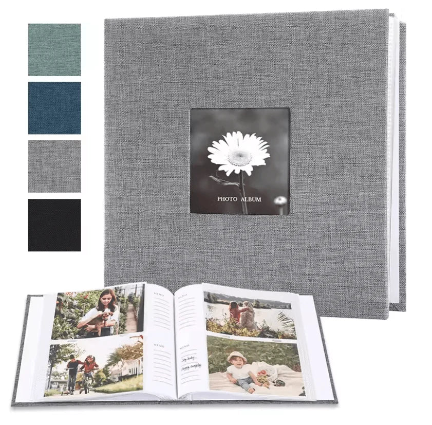 Photo Album Linen Cover Writable Pages Holds 300 Six-Inch Prints