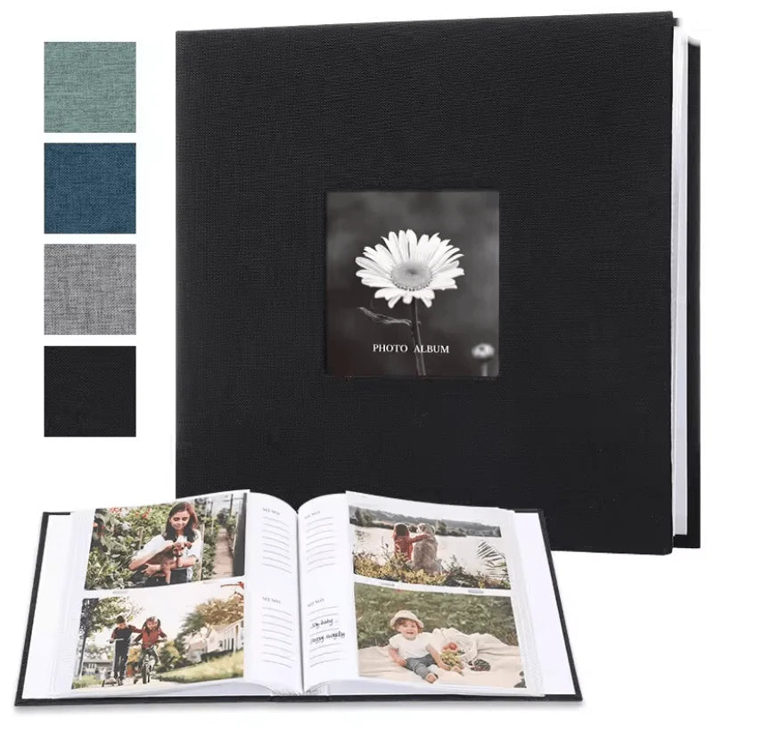 Photo Album Linen Cover Writable Pages Holds 300 Six-Inch Prints
