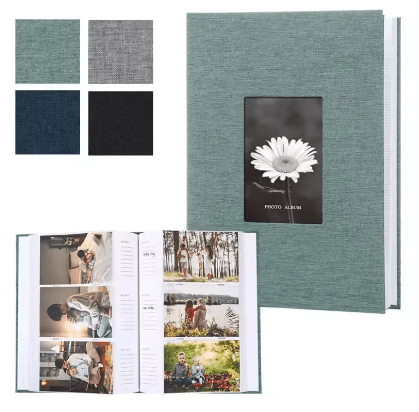 Photo Album Linen Cover Writable Pages Holds 300 Six-Inch Prints