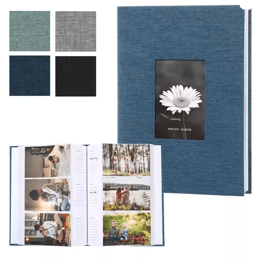 Photo Album Linen Cover Writable Pages Holds 300 Six-Inch Prints
