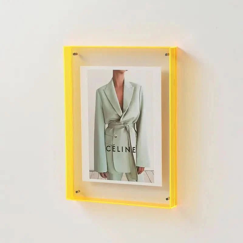 Photo Frame Transparent Acrylic Floating Display Colored Edges