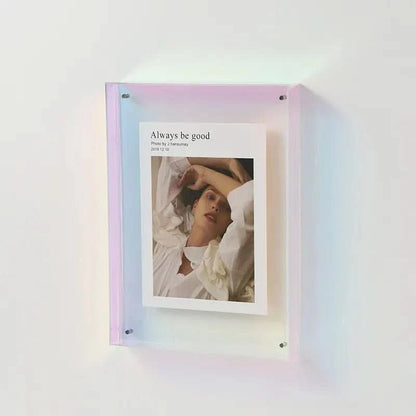 Photo Frame Transparent Acrylic Floating Display Colored Edges