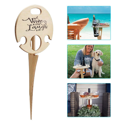 Picnic Table Foldable Wood Wine & Glass Holders