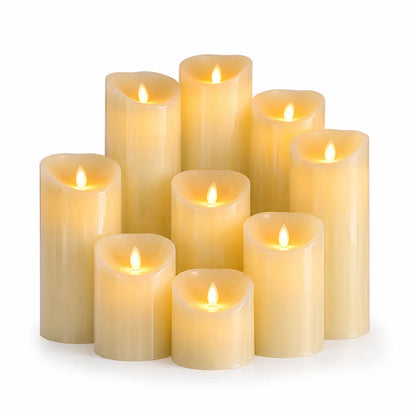 Pillar Candle Set Real Wax Flameless Remote & Timer