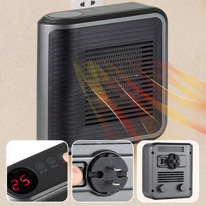 Plug-In Space Heater 800W Ceramic Digital Thermostat & Timer