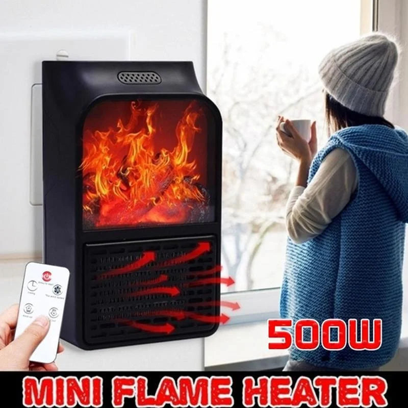 Plug-In Space Heater PTC Ceramic 500W Flame Effect