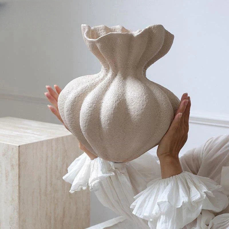 Porcelain Vase Geometric Texture 5.8 Inch Height