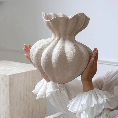 Porcelain Vase Geometric Texture 5.8 Inch Height