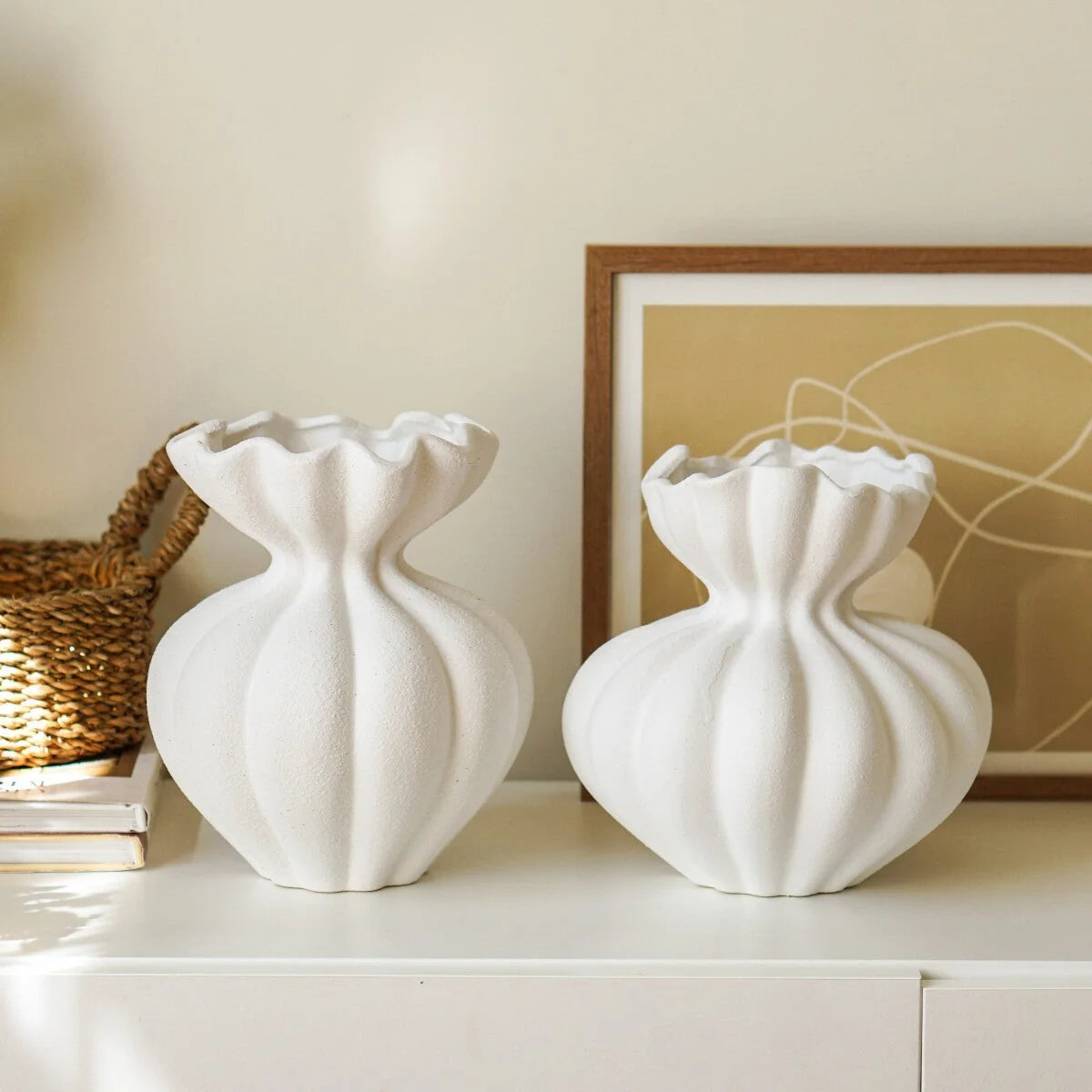Porcelain Vase Geometric Texture 5.8 Inch Height