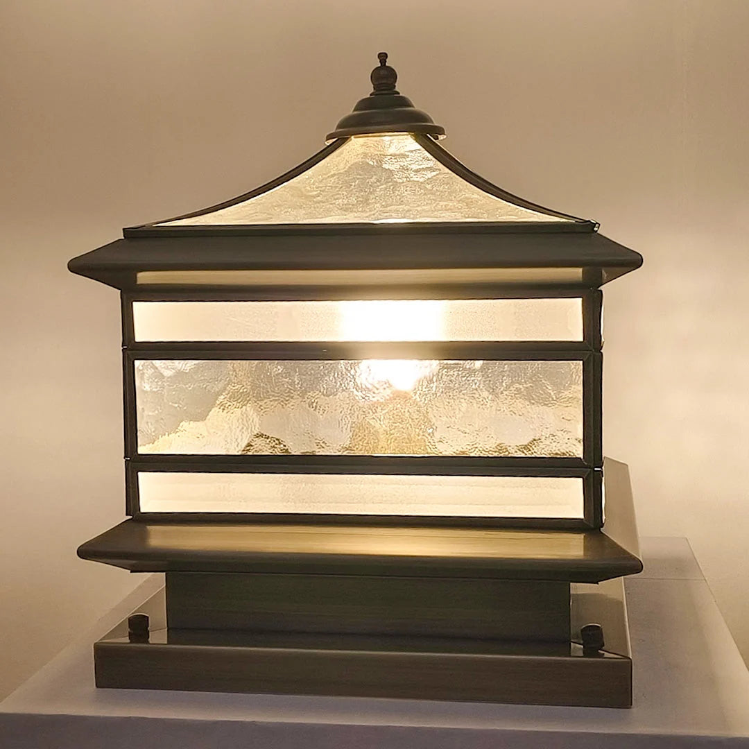 Post Light Vintage Lantern Copper Finish Clear Glass