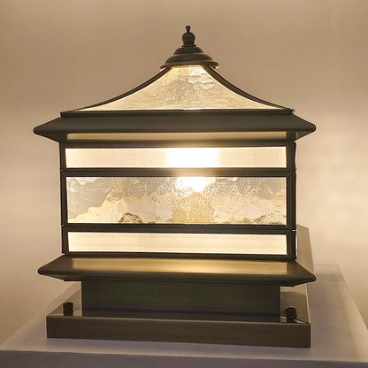Post Light Vintage Lantern Copper Finish Clear Glass