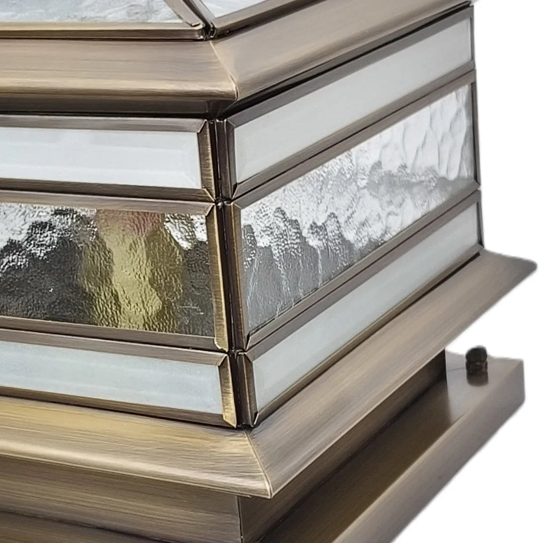 Post Light Vintage Lantern Copper Finish Clear Glass