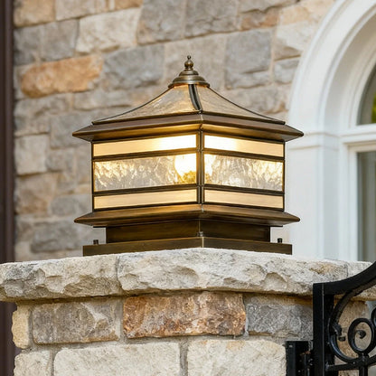Post Light Vintage Lantern Copper Finish Clear Glass