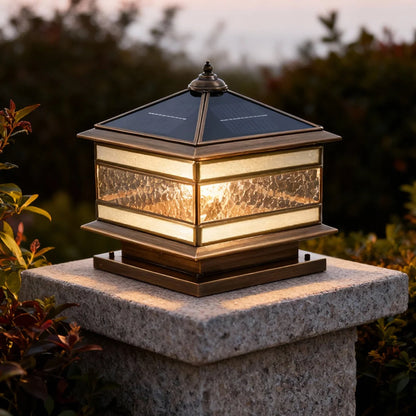 Post Light Vintage Lantern Copper Finish Clear Glass