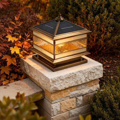 Post Light Vintage Lantern Copper Finish Clear Glass