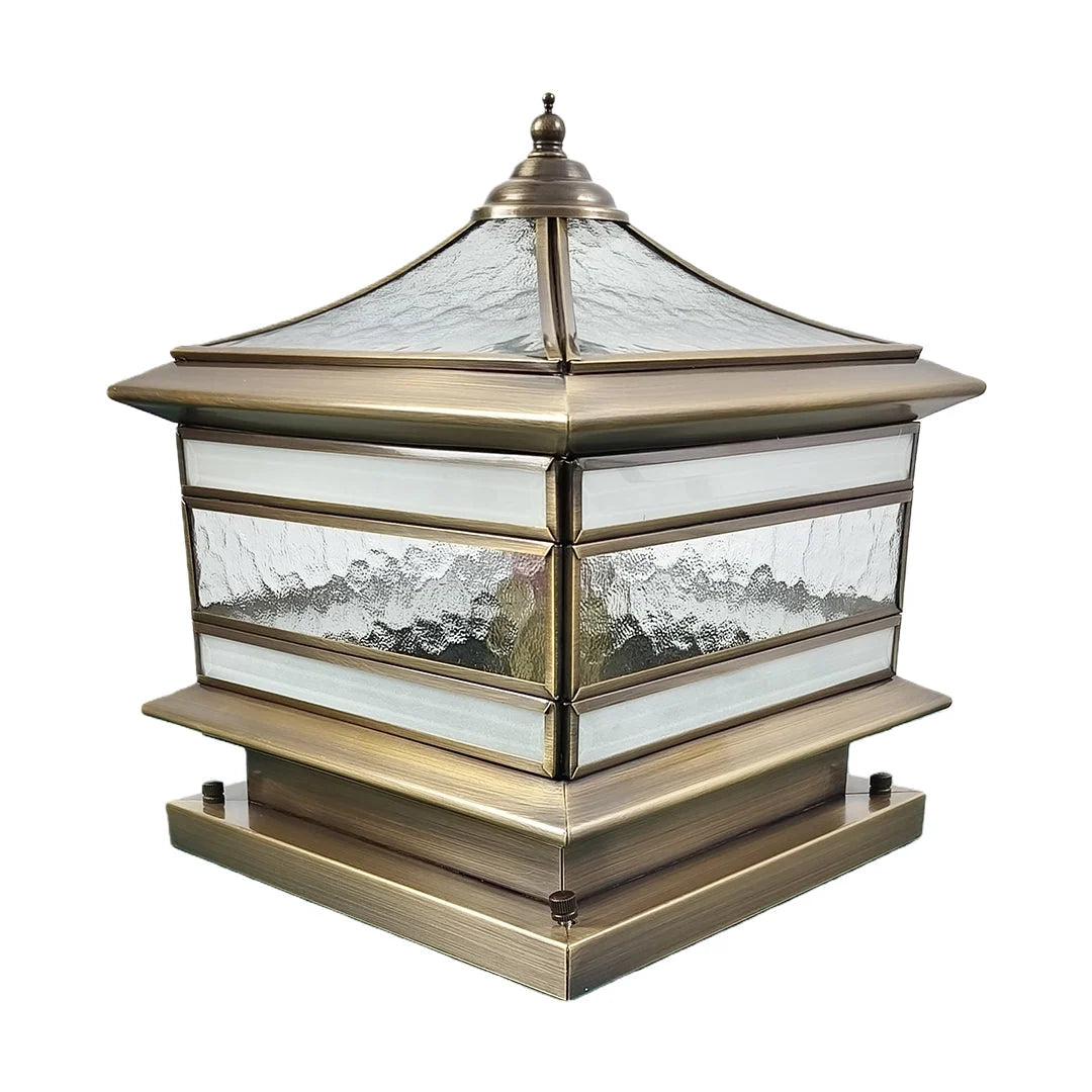 Post Light Vintage Lantern Copper Finish Clear Glass