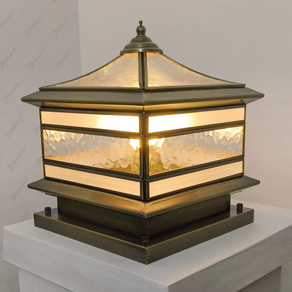 Post Light Vintage Lantern Copper Finish Clear Glass