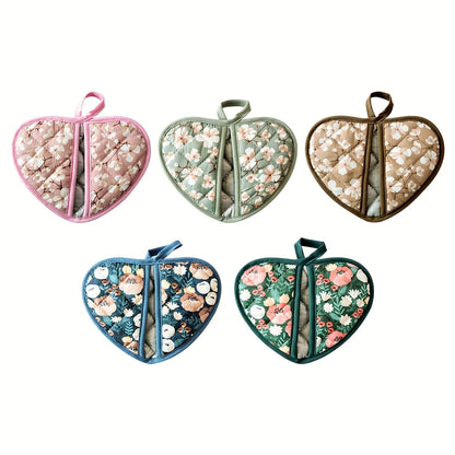 Pot Holder Set Heat Resistant Heart Shaped 2 Pieces