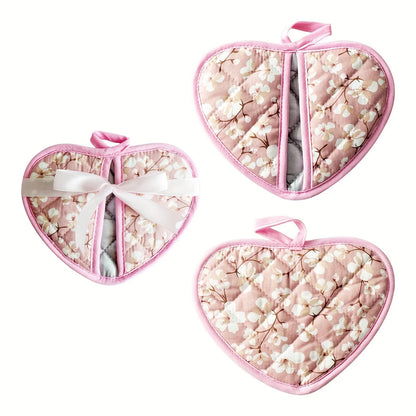 Pot Holder Set Heat Resistant Heart Shaped 2 Pieces