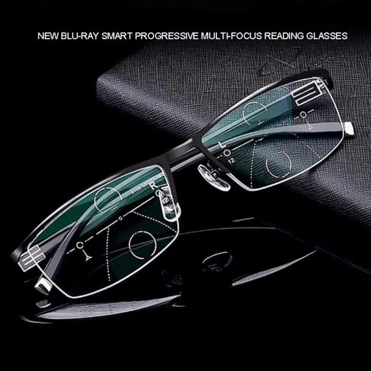 Progressive Glasses Light-Adaptive UV & Blue Light Titanium Frame