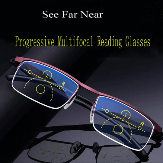 Progressive Glasses Light-Adaptive UV & Blue Light Titanium Frame