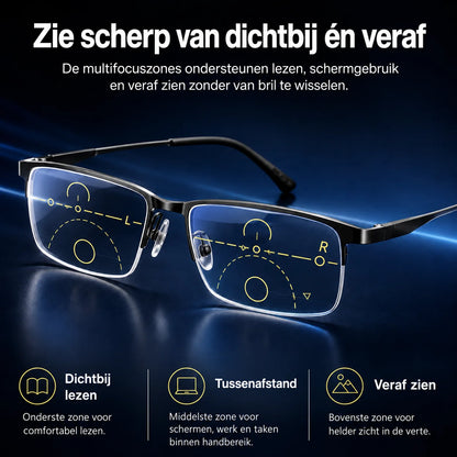 Progressive Glasses Light-Adaptive UV & Blue Light Titanium Frame