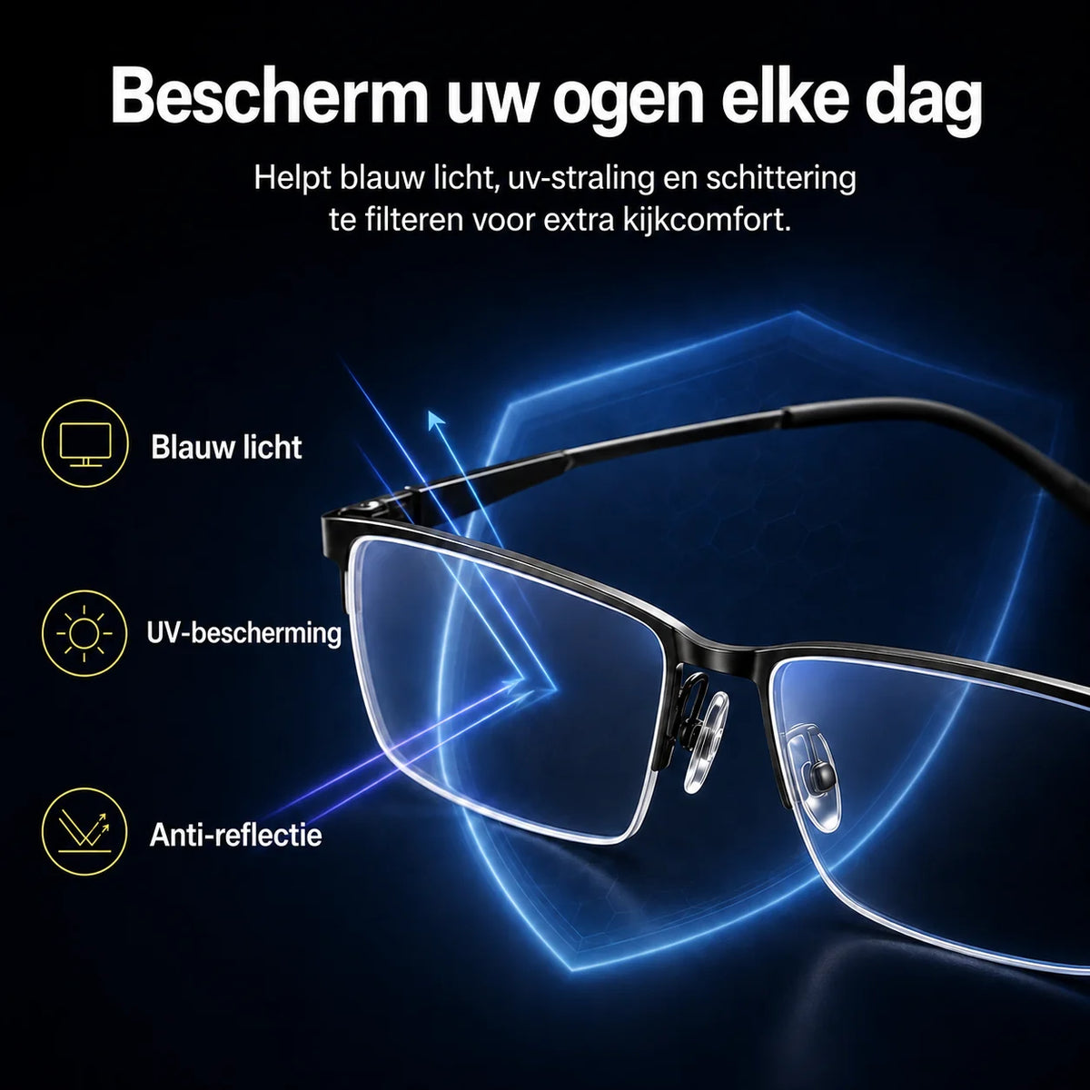 Progressive Glasses Light-Adaptive UV & Blue Light Titanium Frame