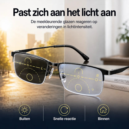 Progressive Glasses Light-Adaptive UV & Blue Light Titanium Frame