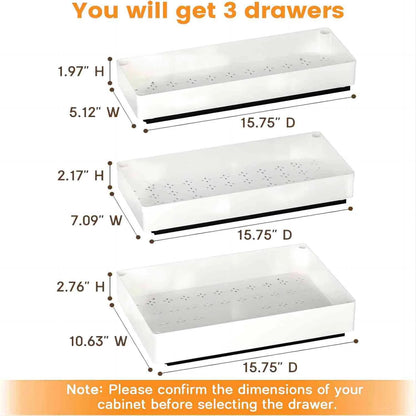 Pull-Out Cabinet Organizer Set of 3 Smooth-Glide Rails