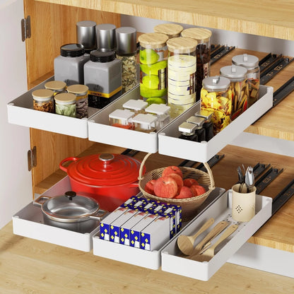 Pull-Out Cabinet Organizer Set of 3 Smooth-Glide Rails