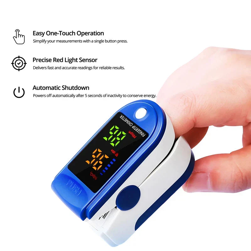 Pulse Oximeter Fingertip Sensor HD LED Display Portable Design