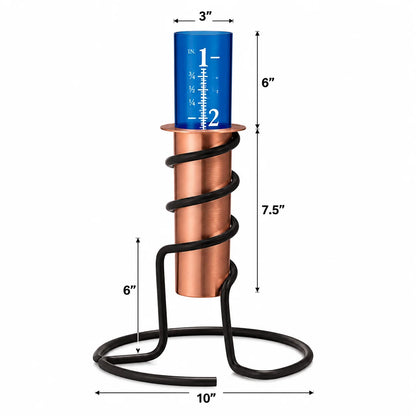 Rain Gauge Solid Copper Collector Floating Tube Inch Scale