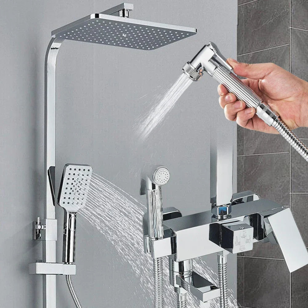 Rain Shower Set Adjustable Height & 4 Spray Functions