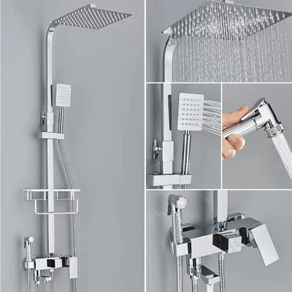Rain Shower Set Adjustable Height & 4 Spray Functions