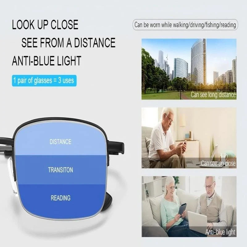 Reading Glasses Auto-Focus Zoom Blue-Light Filtering