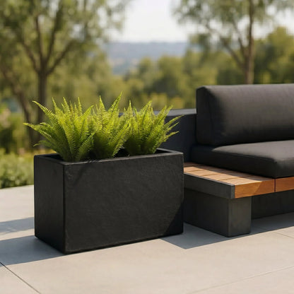 Rectangular Planter Box Faux Concrete Fiberglass Drainage Holes