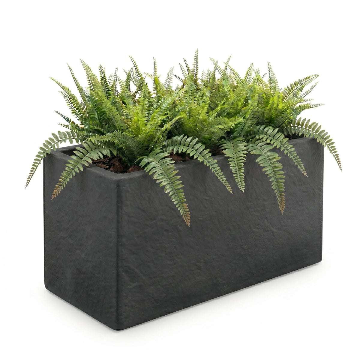 Rectangular Planter Box Faux Concrete Fiberglass Drainage Holes