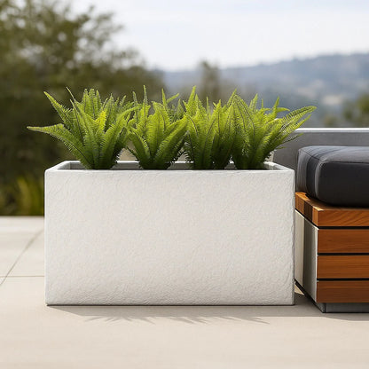 Rectangular Planter Box Faux Concrete Fiberglass Drainage Holes