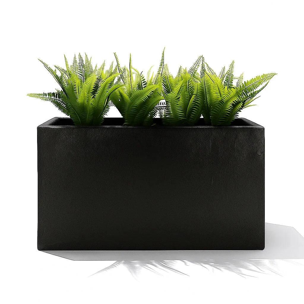 Rectangular Planter Box Faux Concrete Fiberglass Drainage Holes