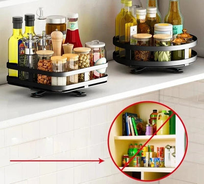 Rotating Storage Rack Stainless Steel 360° Swivel Adjustable Height